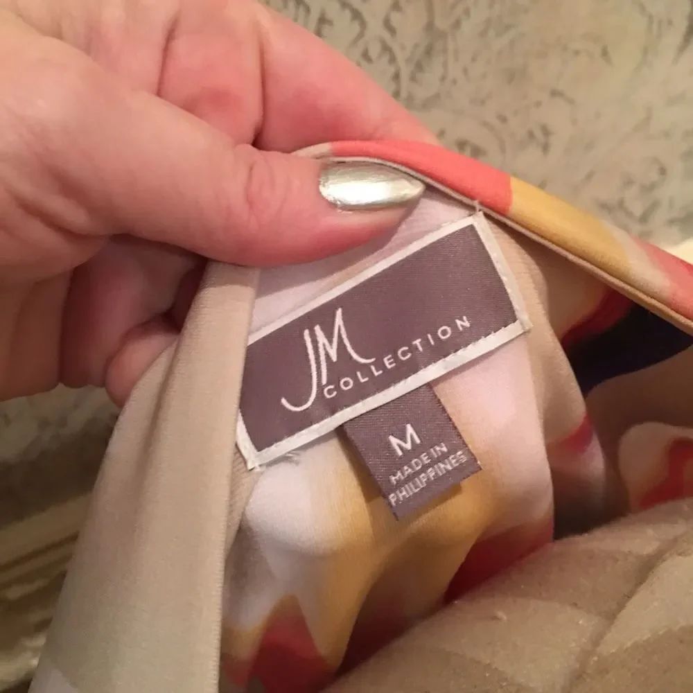 JM Collection Blue Fall Silk Top - Picture 3 of 5